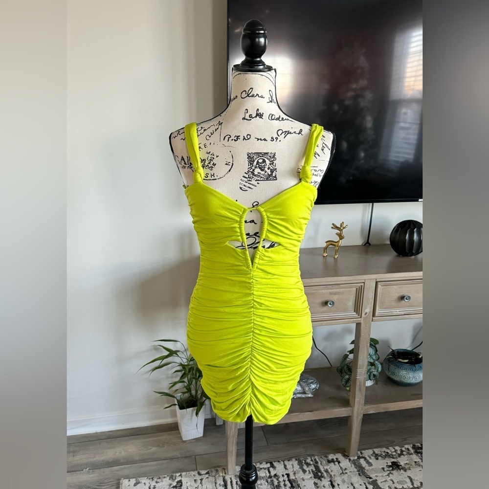 Zara Lime Green Ruched Dress